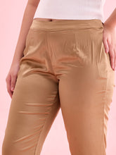 Load image into Gallery viewer, Go Colors Deep Gold Polyester Shiny Pants
