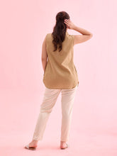 Load image into Gallery viewer, Go Colors Light Beige Polyester Shiny Pants
