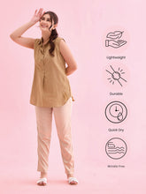 Load image into Gallery viewer, Go Colors Light Gold Polyester Shiny Pants
