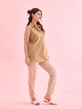 Load image into Gallery viewer, Go Colors Light Gold Polyester Shiny Pants
