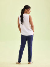 Load image into Gallery viewer, Go Colors Navy Polyester Shiny Pants

