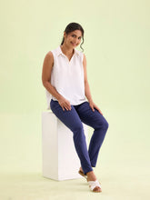 Load image into Gallery viewer, Go Colors Navy Polyester Shiny Pants
