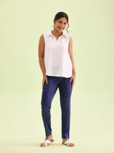 Load image into Gallery viewer, Go Colors Navy Polyester Shiny Pants
