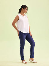 Load image into Gallery viewer, Go Colors Navy Polyester Shiny Pants
