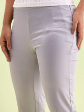 Load image into Gallery viewer, Go Colors Silver Polyester Shiny Pants
