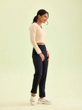 Load image into Gallery viewer, Go Colors Black Fleece Warm Kurti Pants
