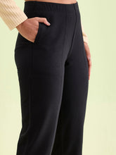 Load image into Gallery viewer, Go Colors Black Fleece Warm Kurti Pants
