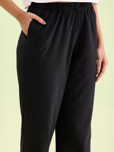 Load image into Gallery viewer, Go Colors Black Rib Warm Casual Pants
