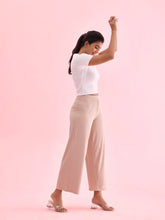 Load image into Gallery viewer, Go Colors Beige Drop Needle Fabric Rib Palazzo
