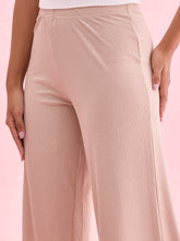 Load image into Gallery viewer, Go Colors Beige Drop Needle Fabric Rib Palazzo
