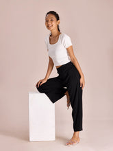 Load image into Gallery viewer, Go Colors Black Drop Needle Fabric Rib Palazzo
