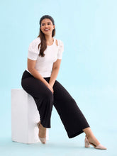 Load image into Gallery viewer, Go Colors Black Viscose Knit Palazzo
