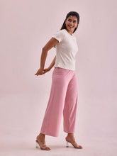 Load image into Gallery viewer, Go Colors Baby Pink Drop Needle Fabric Rib Palazzo
