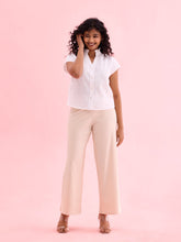 Load image into Gallery viewer, Go Colors Cream Drop Needle Fabric Rib Palazzo
