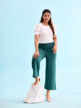 Load image into Gallery viewer, Go Colors Dark Green Viscose Knit Palazzo
