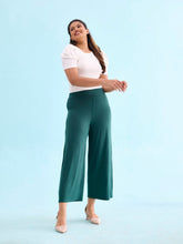 Load image into Gallery viewer, Go Colors Dark Green Viscose Knit Palazzo
