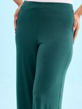 Load image into Gallery viewer, Go Colors Dark Green Viscose Knit Palazzo
