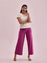 Load image into Gallery viewer, Go Colors Dark Pink Drop Needle Fabric Rib Palazzo
