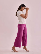 Load image into Gallery viewer, Go Colors Dark Pink Drop Needle Fabric Rib Palazzo
