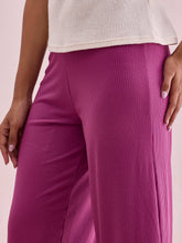 Load image into Gallery viewer, Go Colors Dark Pink Drop Needle Fabric Rib Palazzo
