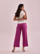 Load image into Gallery viewer, Go Colors Dark Pink Drop Needle Fabric Rib Palazzo
