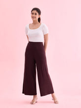 Load image into Gallery viewer, Go Colors Dark Wine Viscose Knit Palazzo
