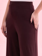 Load image into Gallery viewer, Go Colors Dark Wine Viscose Knit Palazzo
