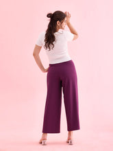 Load image into Gallery viewer, Go Colors Dark Wine Drop Needle Fabric Rib Palazzo
