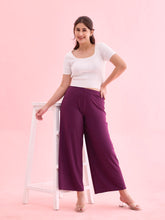 Load image into Gallery viewer, Go Colors Dark Wine Drop Needle Fabric Rib Palazzo
