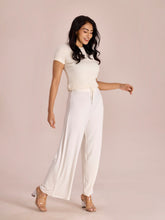 Load image into Gallery viewer, Go Colors Ecru Viscose Knit Palazzo
