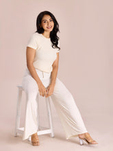 Load image into Gallery viewer, Go Colors Ecru Viscose Knit Palazzo
