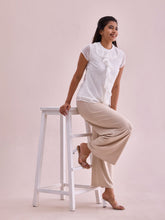 Load image into Gallery viewer, Go Colors Light Beige Viscose Knit Palazzo
