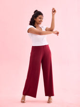 Load image into Gallery viewer, Go Colors Maroon Viscose Knit Palazzo
