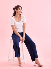 Load image into Gallery viewer, Go Colors Navy Drop Needle Fabric Rib Palazzo
