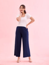 Load image into Gallery viewer, Go Colors Navy Drop Needle Fabric Rib Palazzo
