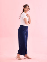 Load image into Gallery viewer, Go Colors Navy Drop Needle Fabric Rib Palazzo
