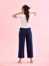Load image into Gallery viewer, Go Colors Navy Drop Needle Fabric Rib Palazzo
