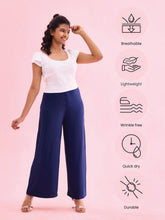 Load image into Gallery viewer, Go Colors Navy Viscose Knit Palazzo
