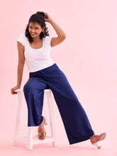 Load image into Gallery viewer, Go Colors Navy Viscose Knit Palazzo
