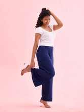 Load image into Gallery viewer, Go Colors Navy Viscose Knit Palazzo
