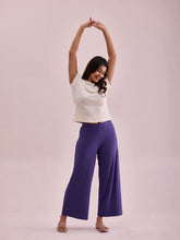 Load image into Gallery viewer, Go Colors Purple Drop Needle Fabric Rib Palazzo
