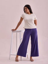 Load image into Gallery viewer, Go Colors Purple Drop Needle Fabric Rib Palazzo
