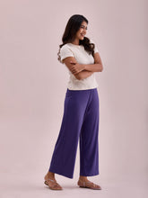 Load image into Gallery viewer, Go Colors Purple Drop Needle Fabric Rib Palazzo
