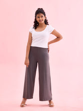 Load image into Gallery viewer, Go Colors Silver Grey Viscose Knit Palazzo
