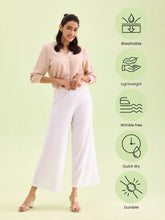 Load image into Gallery viewer, Go Colors White Drop Needle Fabric Rib Palazzo
