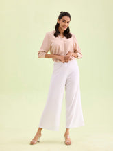 Load image into Gallery viewer, Go Colors White Drop Needle Fabric Rib Palazzo
