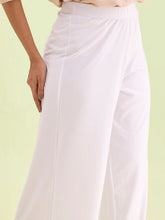 Load image into Gallery viewer, Go Colors White Drop Needle Fabric Rib Palazzo

