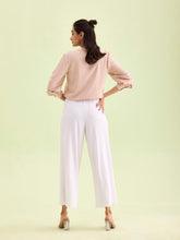 Load image into Gallery viewer, Go Colors White Drop Needle Fabric Rib Palazzo
