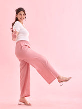 Load image into Gallery viewer, Go Colors Baby Pink Viscose Blend Linen Palazzos
