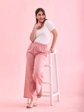 Load image into Gallery viewer, Go Colors Baby Pink Viscose Blend Linen Palazzos
